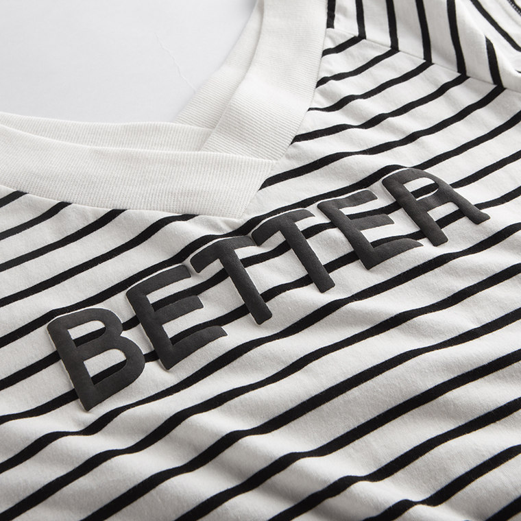 7．Modifier莫丽菲尔2015夏新品条纹混色V领短袖T恤 70004355