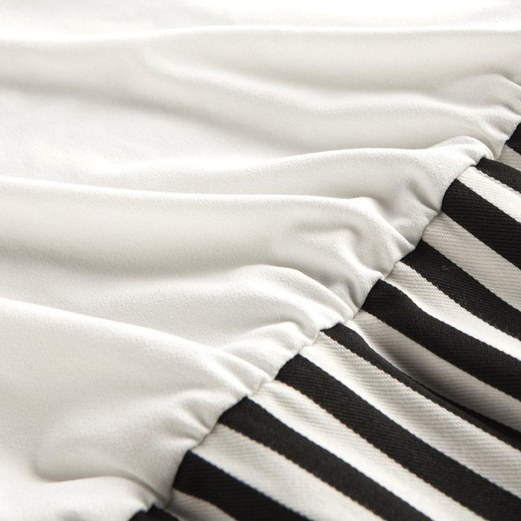 莫丽菲尔2015夏新品 黑白条纹印花假两件连衣裙70004039
