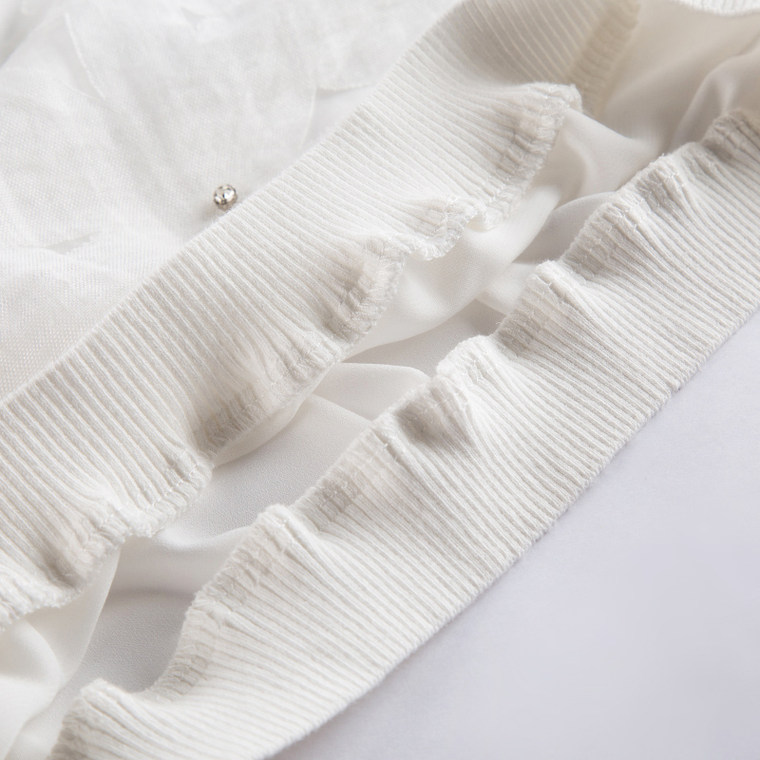 拉夏贝尔SPORT2015夏新款 钉珠装饰烧花雪纺短袖衬衫 女20006206