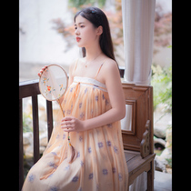 Xiaogong) Qing Pingle) Retro Han element Chiffon printing improved Hanfu suspender dress skirt LY265