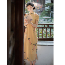 Xiao Gongzi) Wisteria flower) Retro Republic of China style ancient cheongsam full placket Replica month brand cheongsam dress