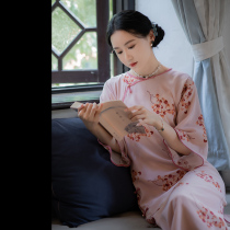 Xiao Gongzi) Manman)Chinese summer style Republic of China retro inverted big sleeve one-piece ancient cheongsam dress