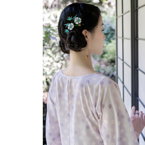 Xiao Gongzi) Taro round Boo) retro loose full open summer new chiffon inverted big sleeve collarless cheongsam dress