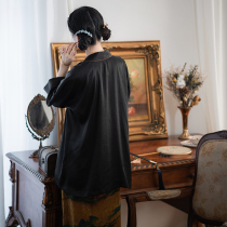 Xiaogong) Qingcheng) retro Chinese elements Chinese wind coat Pearl satin fragrant cloud yarn cardigan short robe WJ85