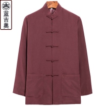 Silk Tang suit mens autumn long sleeve mulberry silk coat Chinese mens father Grandpa