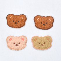 Hand-woven scarf ice strip wool bear head embroidery cloth stickers mobile phone decoration stickers hand book diy self-pasting