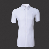 Modern dance short-sleeved shirt national standard dance cardigan Waltz practice ballroom dance training suit square dance elastic shirt