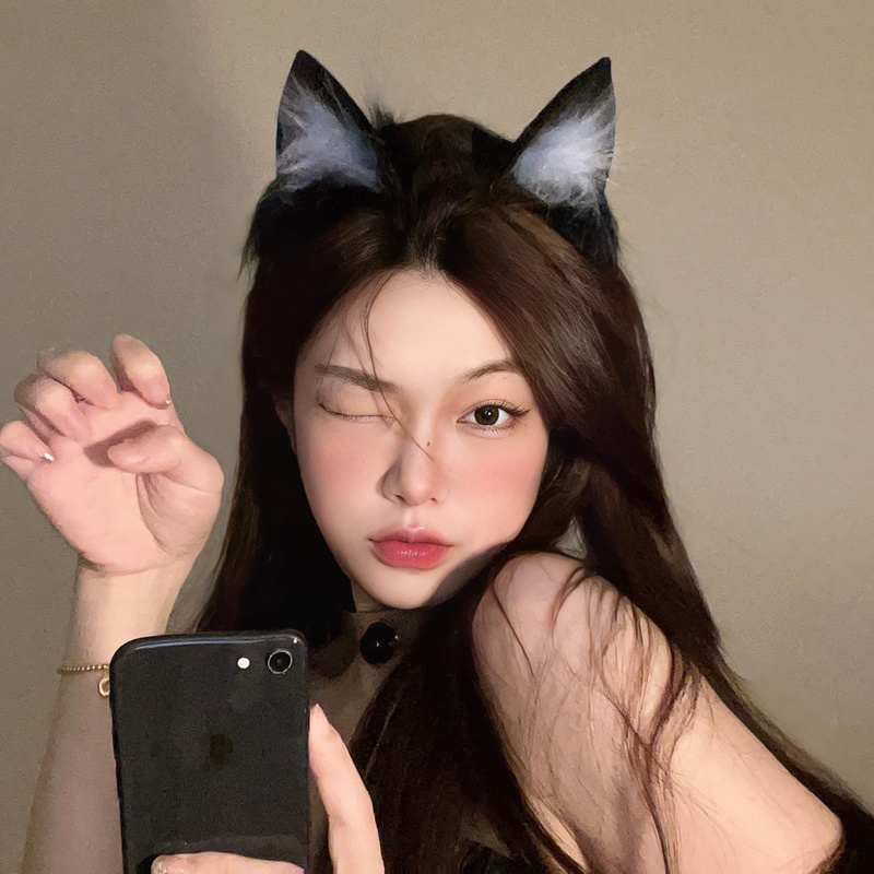 猫耳朵头饰发箍cos兽耳可爱毛绒lolita发饰万圣节装饰品装扮发夹