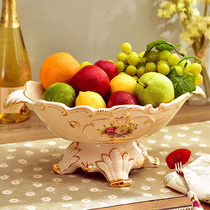 Mingla living room ornaments practical set gift tall fruit basin retro decorative ceramic European fruit plate
