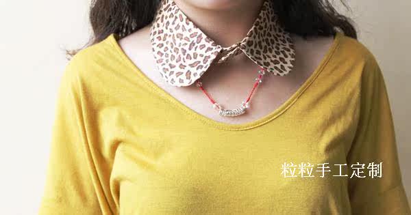 Украшение на воротник 【粒粒定制】比得领 小圆领 复古假领子 黑色白色格子波点假领子