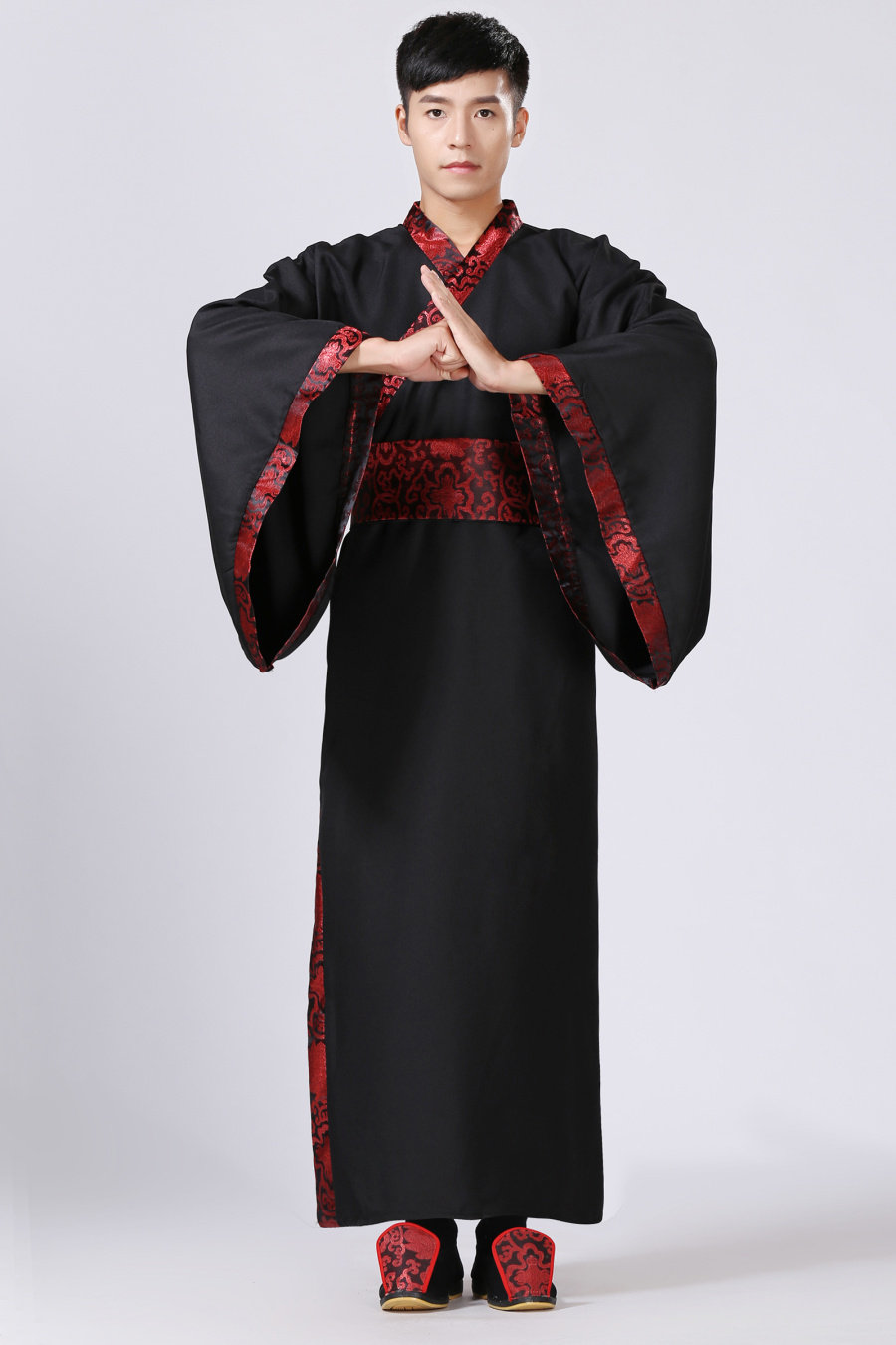 新款古装服装男汉服男士曲裾臣子官服汉朝大臣书生汉服直裾深衣