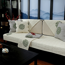 Pure cotton sofa cushion four seasons universal non-slip fabric cushion New Chinese living room mahogany solid wood sofa cover customized