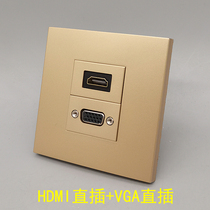 Champagne Gold 86 HDMI HDMI HDMI straight head VGA straight plug 2 layout panel multimedia projector computer wall plug