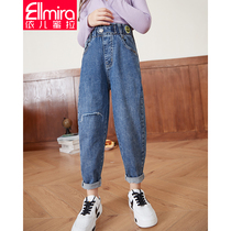 Girls Pants Kids Cowboy Daddy Pants Loose 2021 New Older Girls Western Spring Fashion Kids Clothes