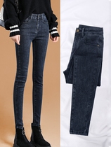 Tall waist jeans female thin feet 2022 new spring and autumn Han version tight elastic black pencil pants thin