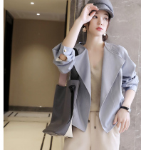 Lazy casual autumn and winter fashion color design wind lapel micro-profile small loose jacket jacket women