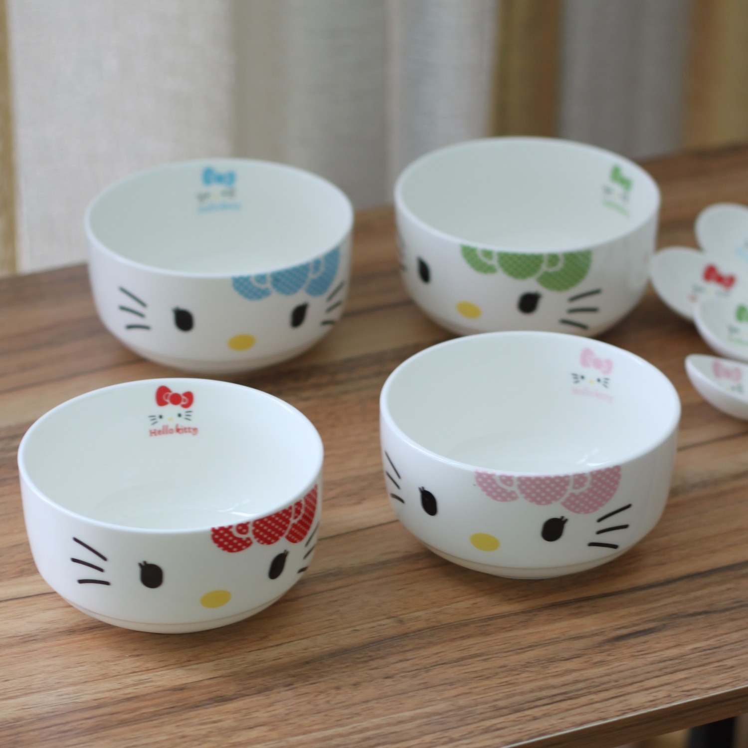 hellokitty碗 陶瓷碗卡通可爱餐具 韩式米饭碗套装创意 kt骨瓷碗_7折