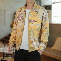 Chinese style autumn jacket mens national tide large jacket casual spring and autumn clothes trend handsome loose coat mens clothing