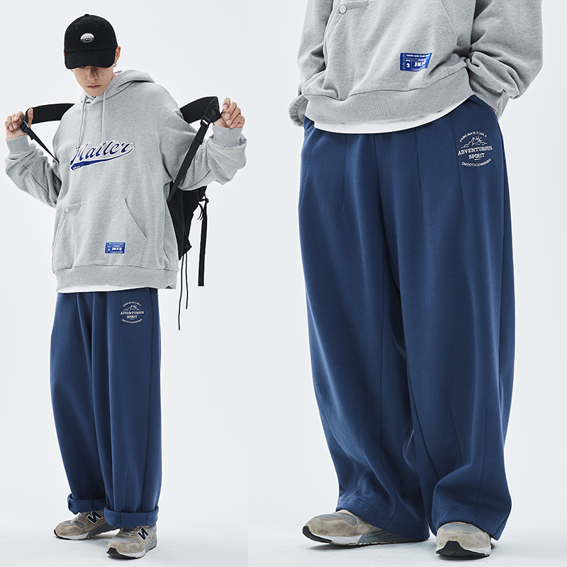 Mr. Jiangnan original autumn and winter new Japanese style printing Workwear Pants Trendy Men's Loose Straight Sports Sweat Pants