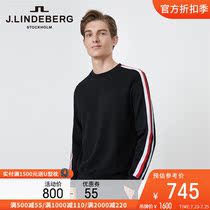 JLINDEBERG Kim Lindberg spring and summer casual contrast color cotton sports round neck long sleeve sweater mens trend