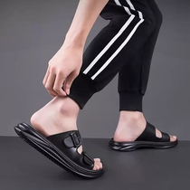 Leather sandals mens 2021 summer new outdoor word pedal slippers advanced dual-use outdoor wear beach cool drag tide