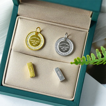 S925 silver simple geometric shape pendant round brand pendant bracelet necklace Silver small drip DIY handmade material