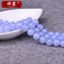 Zen Lu sea blue pattern agate round beads scattered beads Crystal semi-finished DIY handmade female bracelet necklace with bead accessories