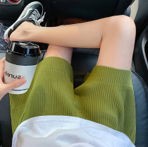 Pregnant womens shorts summer thin wear fashion loose belly straight tube Green fold sports wide leg pants tide mom