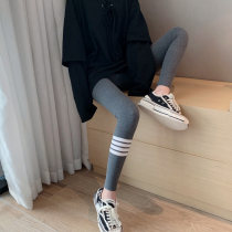 Pregnant women pants Spring and Autumn wear thin leggings tide mother nine-point pants tight print four-bar black spring and summer