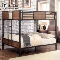 Iron workshop Solid wood bunk bed Upper and lower bed High and low bed mother and child bed Bunk bed mother and child bed Solid wood bed TZF1604