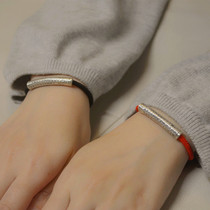 Bao Pingan S999 sterling silver heart meringman thick niche exquisite weaving couple bracelet female