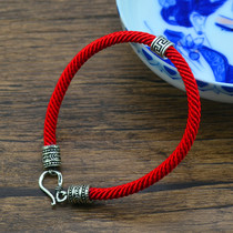 2021 New Tide sterling silver transfer beads this year red rope hand rope man simple weaving student couple bracelet female