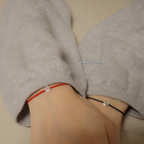 Lucky rope sterling silver copper coin five Emperor money cattle red rope hand rope male student couple bracelet female giant thin anklet