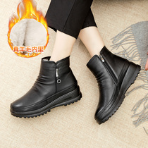 Big Pier layer cowhide wool warm black Old Man boots leather mother cotton shoes 2021 Winter ladies shoes