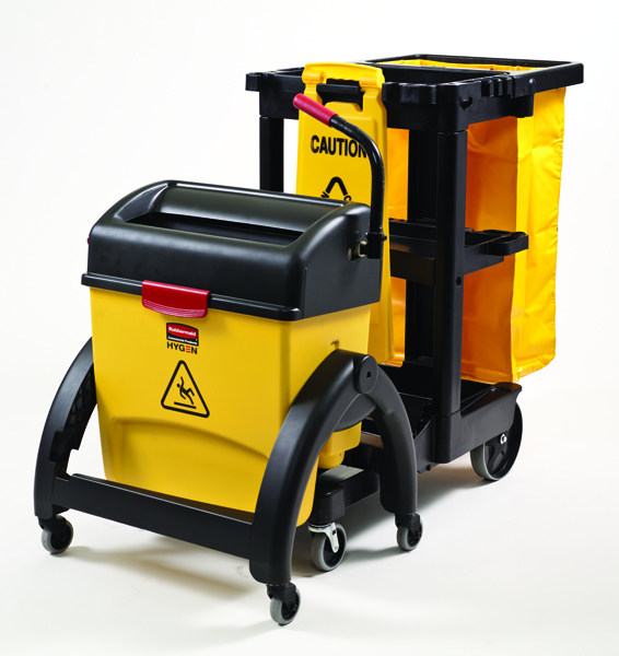 乐柏美rubbermaid 商用/酒店清洁推车有拉链的黄色乙烯基袋617388