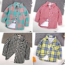 Childrens cotton shirt spring and autumn childrens clothing boys baby plaid shirt children long sleeve shirt baby thin coat