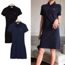 Coke spot LACOSTE French crocodile EF8470 Womens Solid Color Slim Casual Short Sleeve Dress