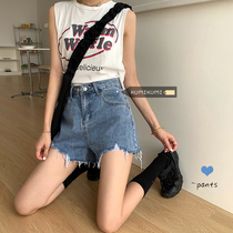 Korean version of female summer high waist loose skinny jeans casual pants wide leg pants thin hot pants shorts pants
