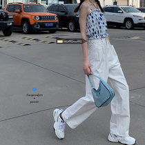 Loose high waist casual pants womens pants summer thin thin white wide leg pants Joker straight pants trousers