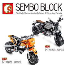 Senbao 701106 Technology series Latte motorcycle boy assembly building blocks adult toy model 701107