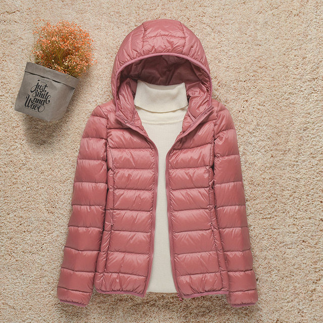 2023 New Thin Down Jacket Women's Hooded Lightweight Warm Slim Fashion Thin Autumn and Winter Jacket Women's Large Size