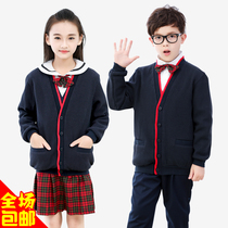 Shenzhen elementary school students dress uniform men and women with the same sweater autumn and winter supporting knitwear coat authentic