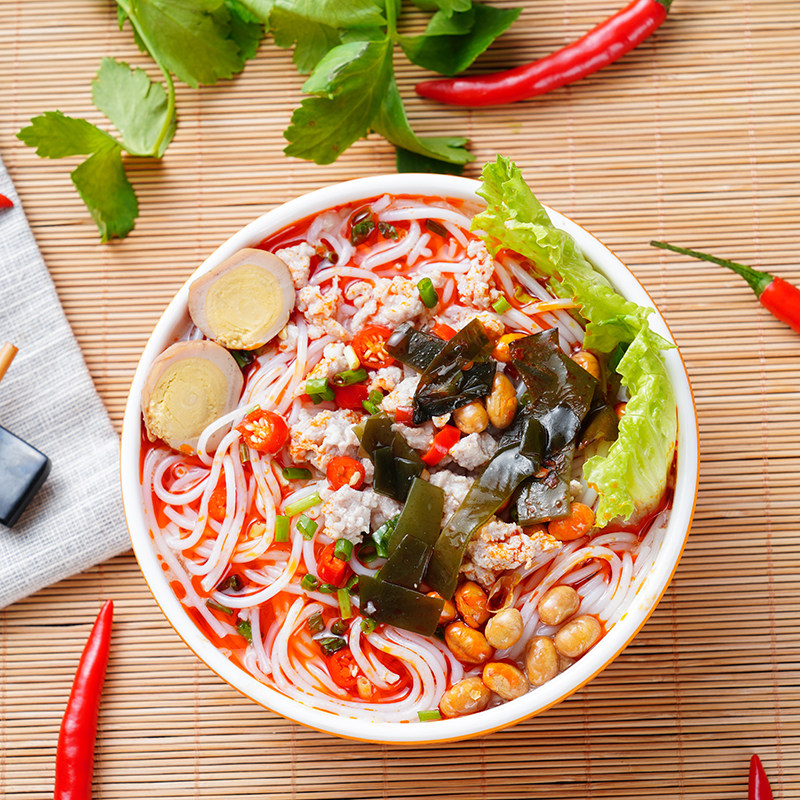 3袋装桂林崇善红油米粉1215gx3桂林米粉米线方便速食全州红油米