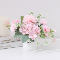 Rose dining table fake flower set silk flower plastic decoration indoor home living room decoration simulation flower pot planting small ornaments