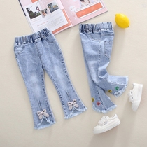 Girls jeans spring and autumn girls pants Spring Western style baby childrens pants Childrens flared pants Micro La