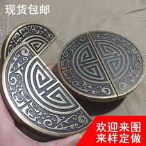 Chinese antique semicircular handle Glass sliding door Sliding door Hotel KTV wooden door Antique door handle