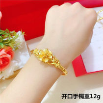 Hong Kong 9999 genuine gold bracelet female adjustable flower bracelet fashion 100 hitch 24k gold bracelet to send mom