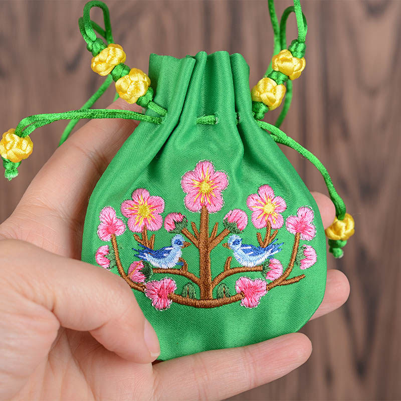 泽吉工坊 丝绸刺绣梅花荷包袋香包香囊空袋子端午节儿童挂脖香袋