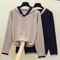 Brand discount mall counter dislodging cabinet womens tail goods clearance knitwear top slim loose hooded base shirt