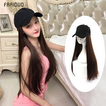 Korean fashion baseball cap with wig one female Summer fashion trend summer Net red anti-sunshade cap